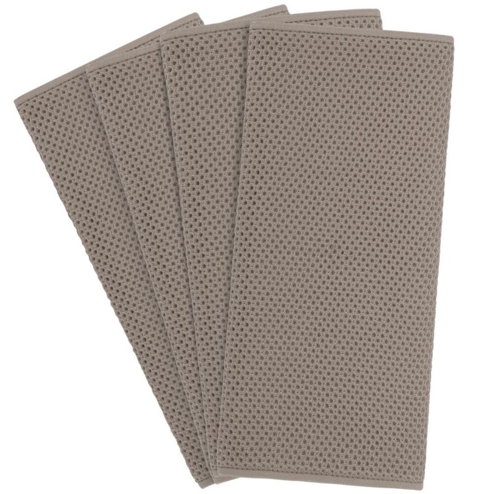 4pcs Kitchen Towels 100% Cotton Absorbent Quick Drying Dish Towels Brown